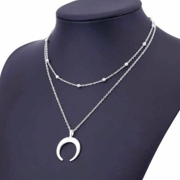 Silver Crescent Necklace - Picture 2 of 3